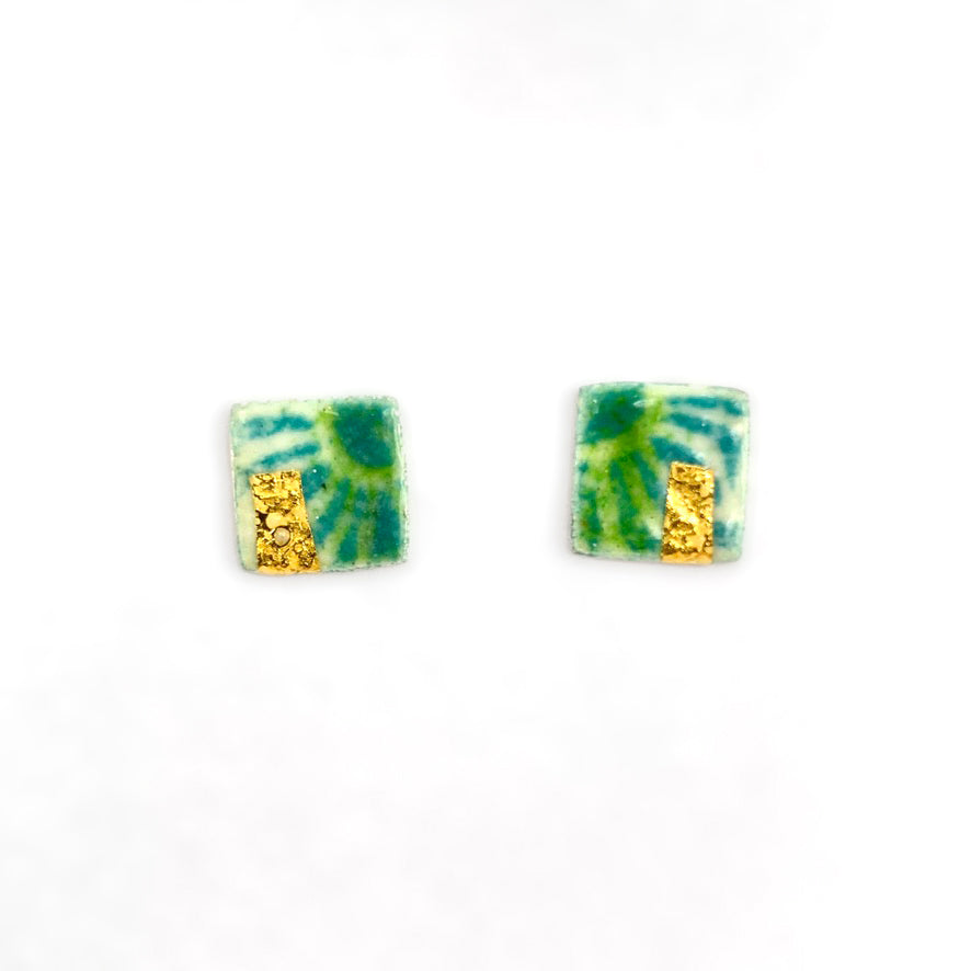 Green and Blue Stud Earrings