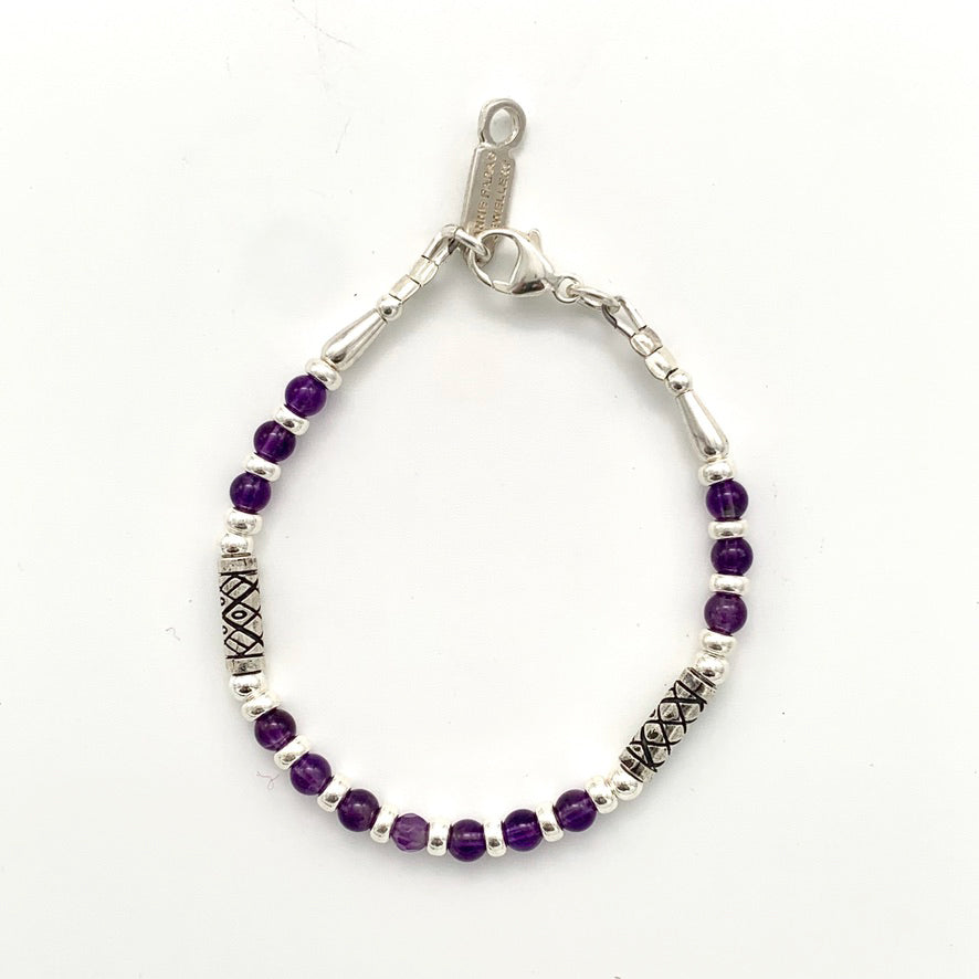 Etched Silver and Amethyst Bracelet