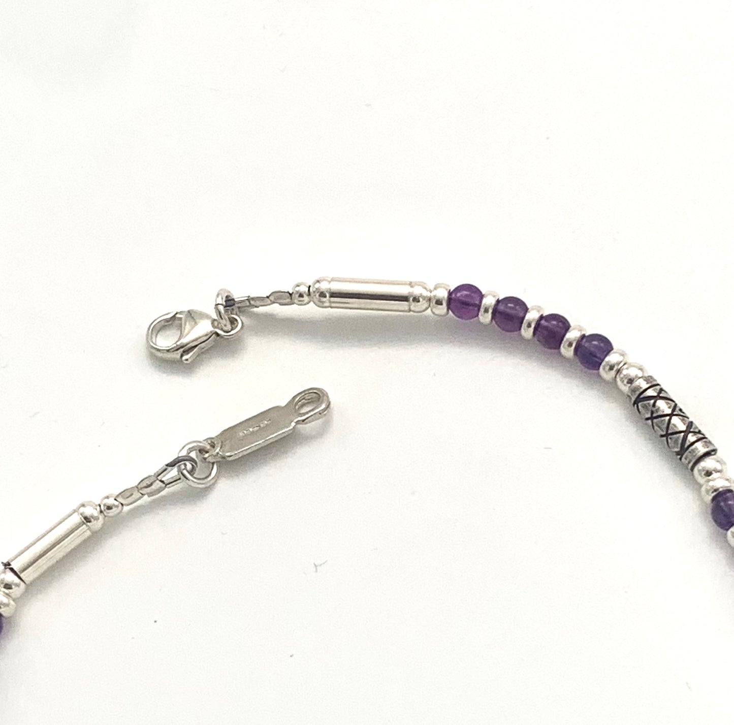 Etched Silver and Amethyst Necklace by Anne Farag.