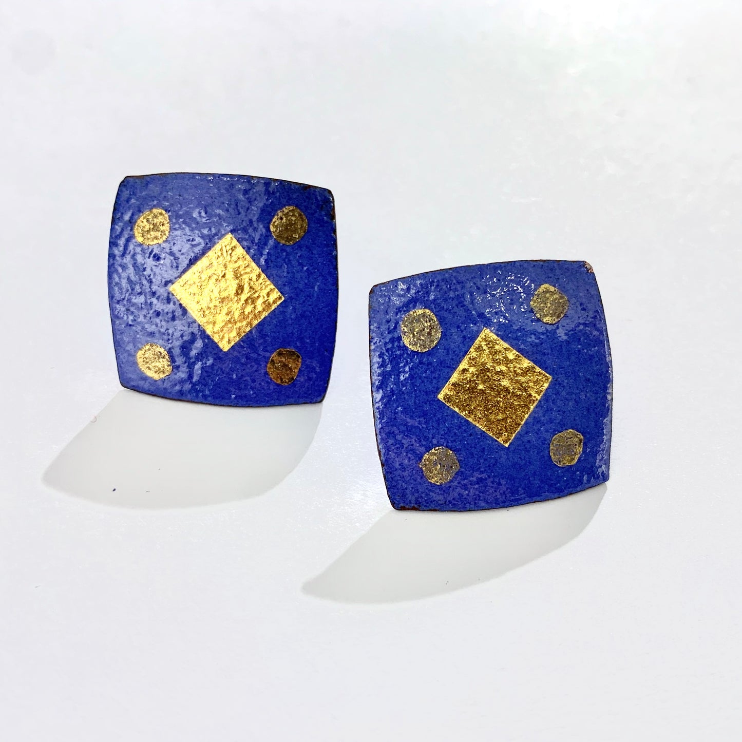 Blue Square Stud Earrings