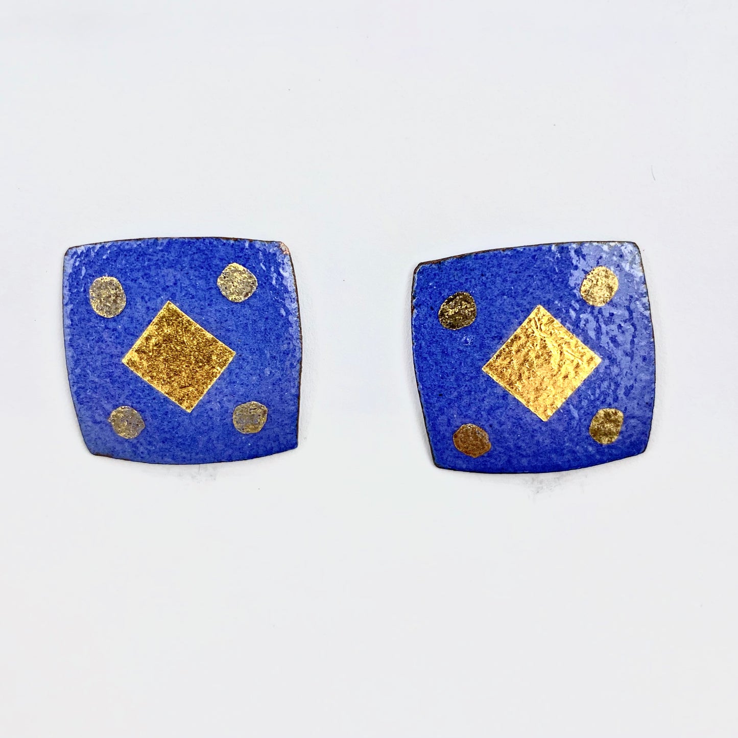 Blue Square Stud Earrings