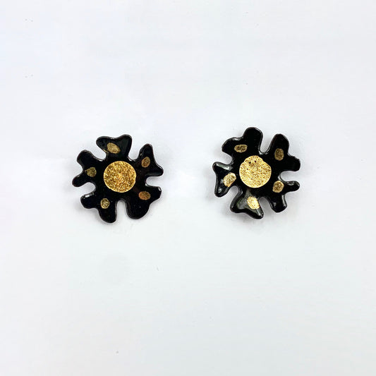 Black Flower Stud Earrings