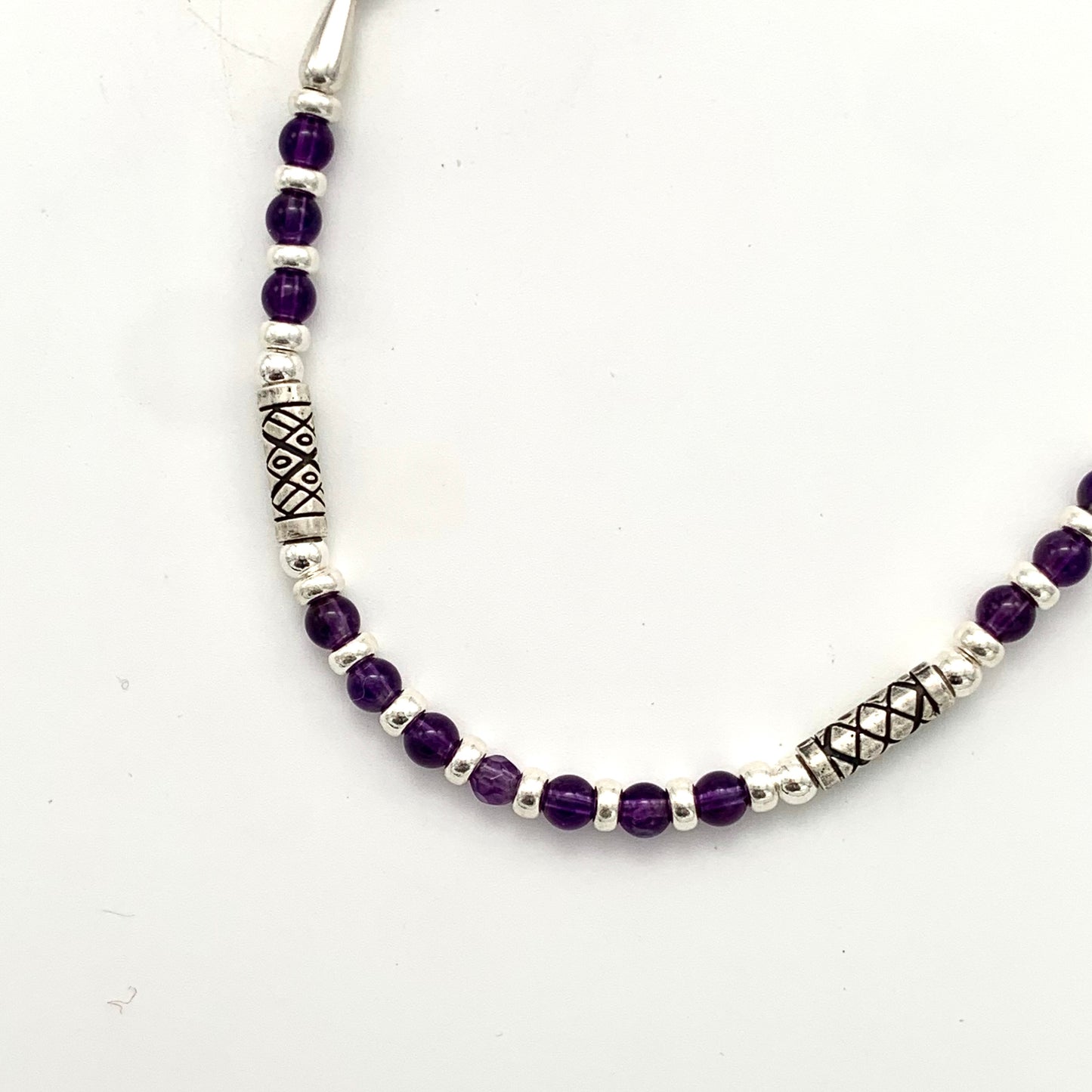 Etched Silver and Amethyst Necklace by Anne Farag.
