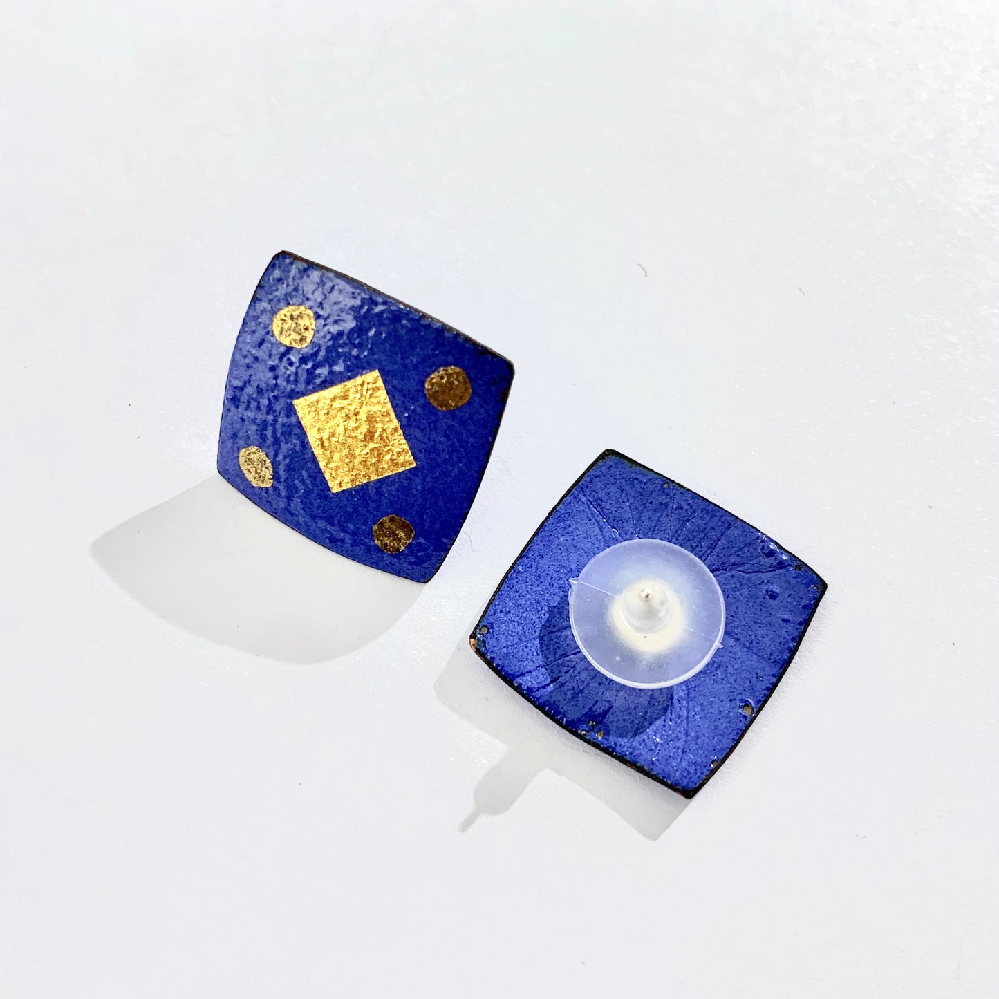 Blue Square Stud Earrings