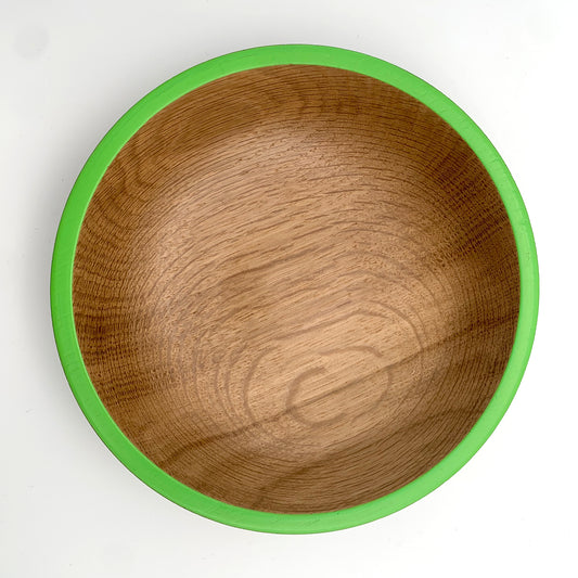 Ebonised Oak Green Rimmed Bowl