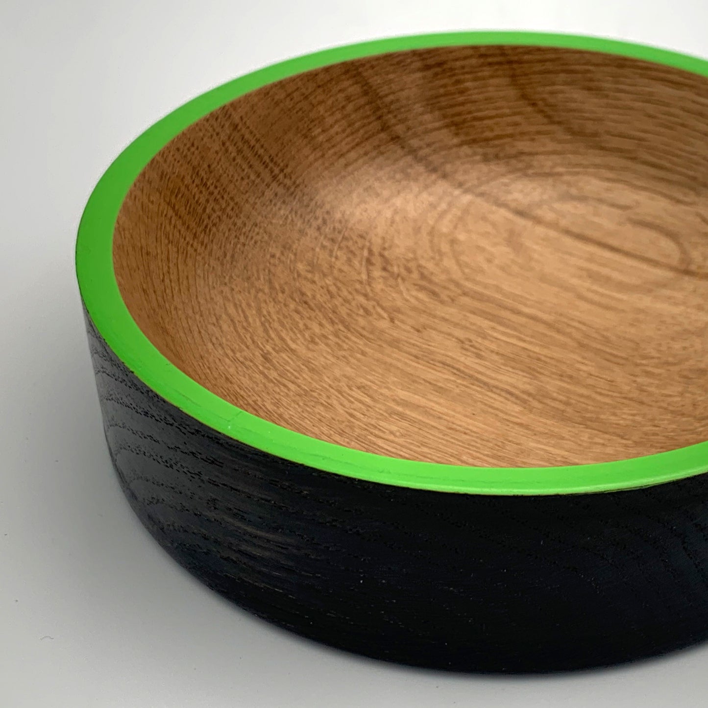 Ebonised Oak Green Rimmed Bowl