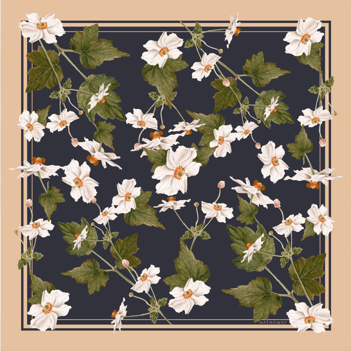 Japanese Anemone Medium Silk Scarf
