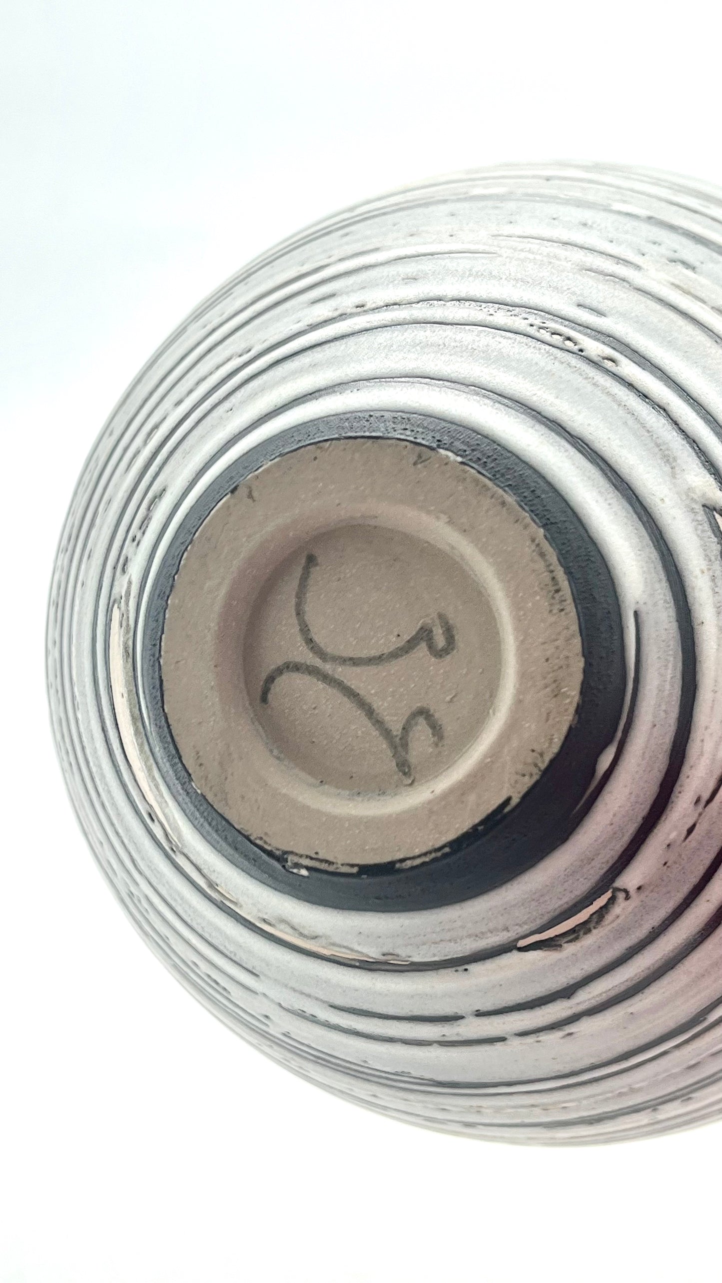 White Striped Moon Jar
