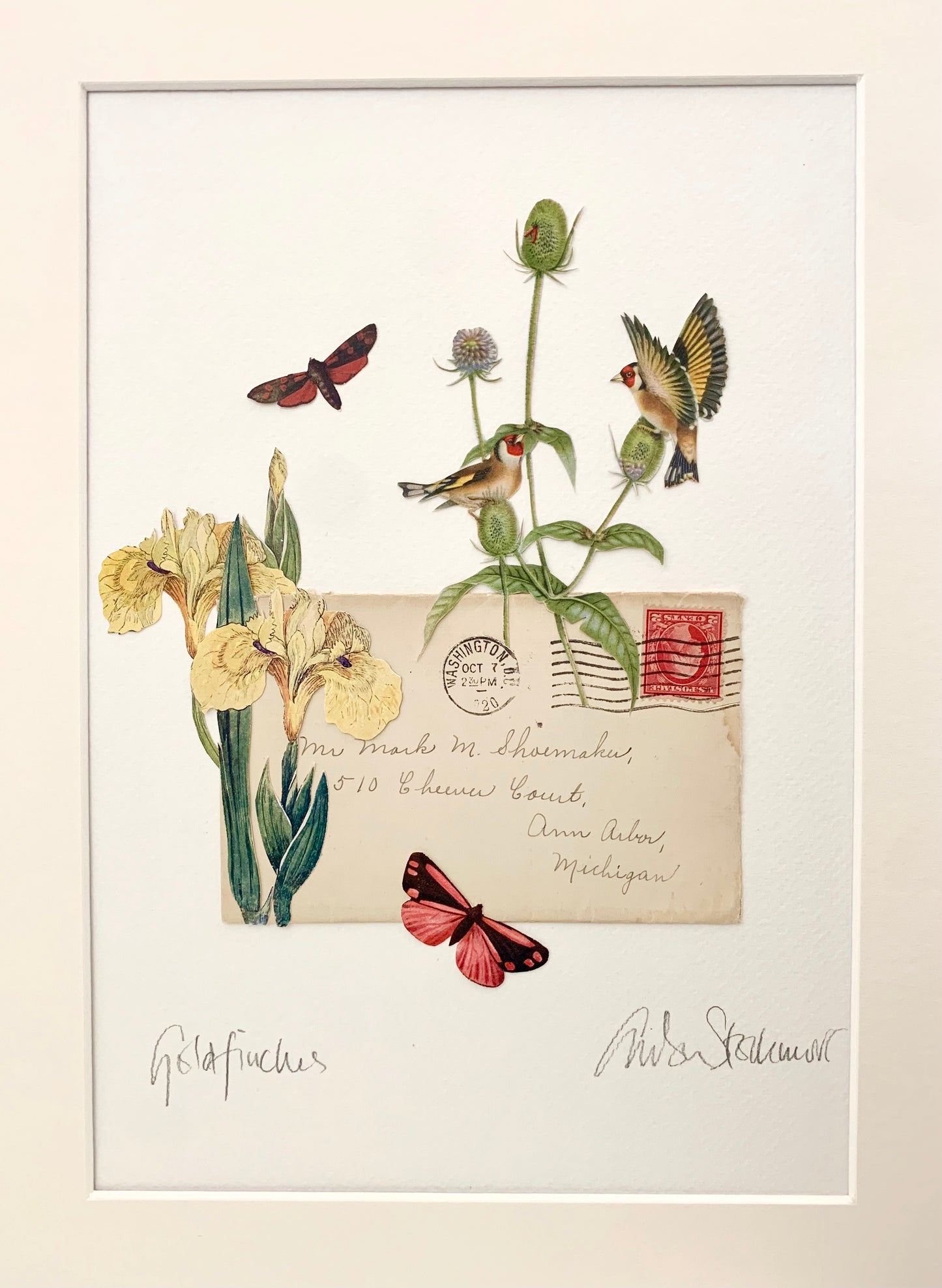 Goldfinches Original Collage