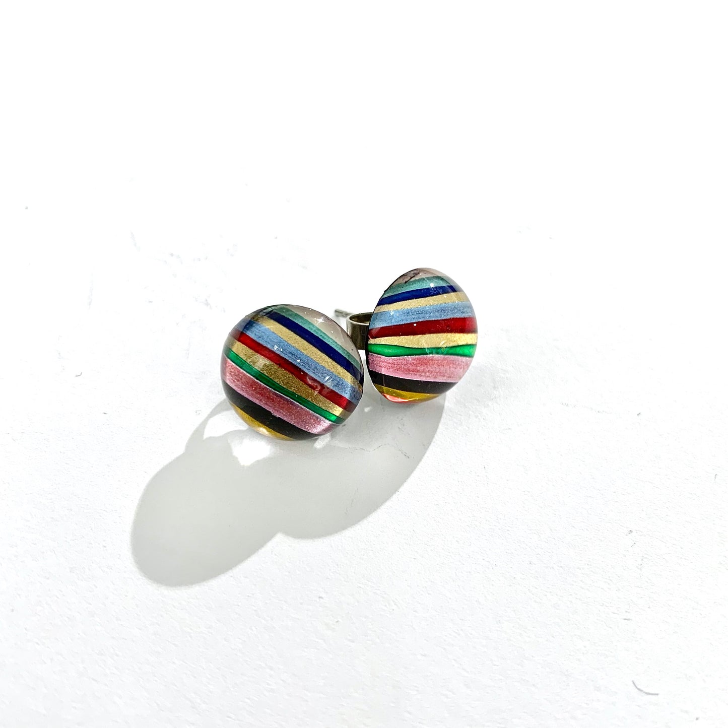 Pastel Candystripe Round Stud Earrings