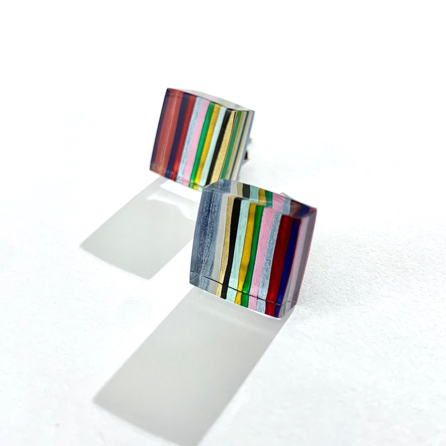 Pastel Candystripe Square Stud Earrings