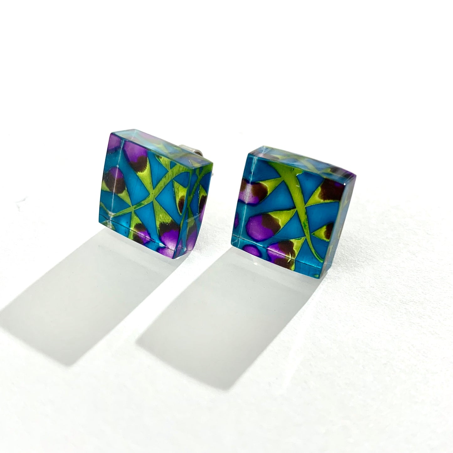 Fern Square Stud Earrings