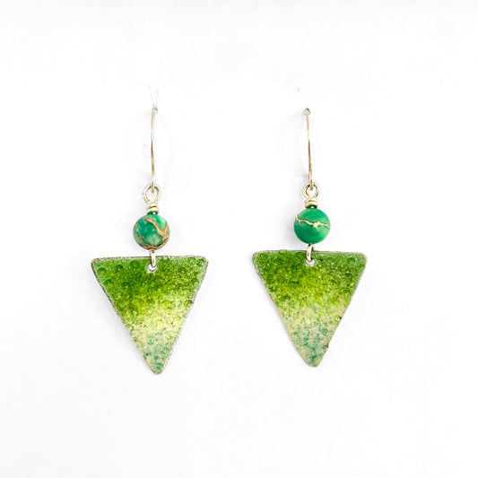 Green Triangle Earrings
