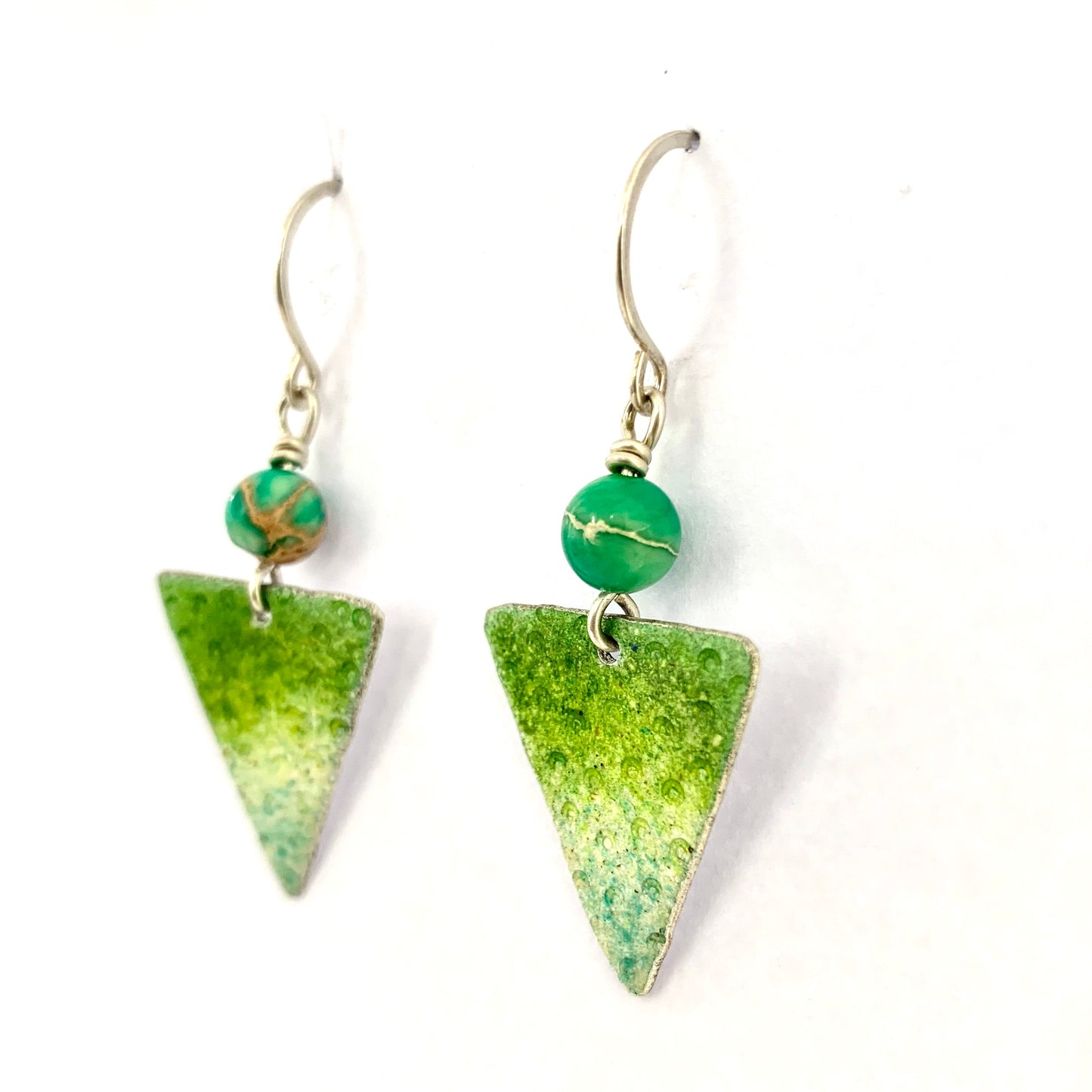 Green Triangle Earrings
