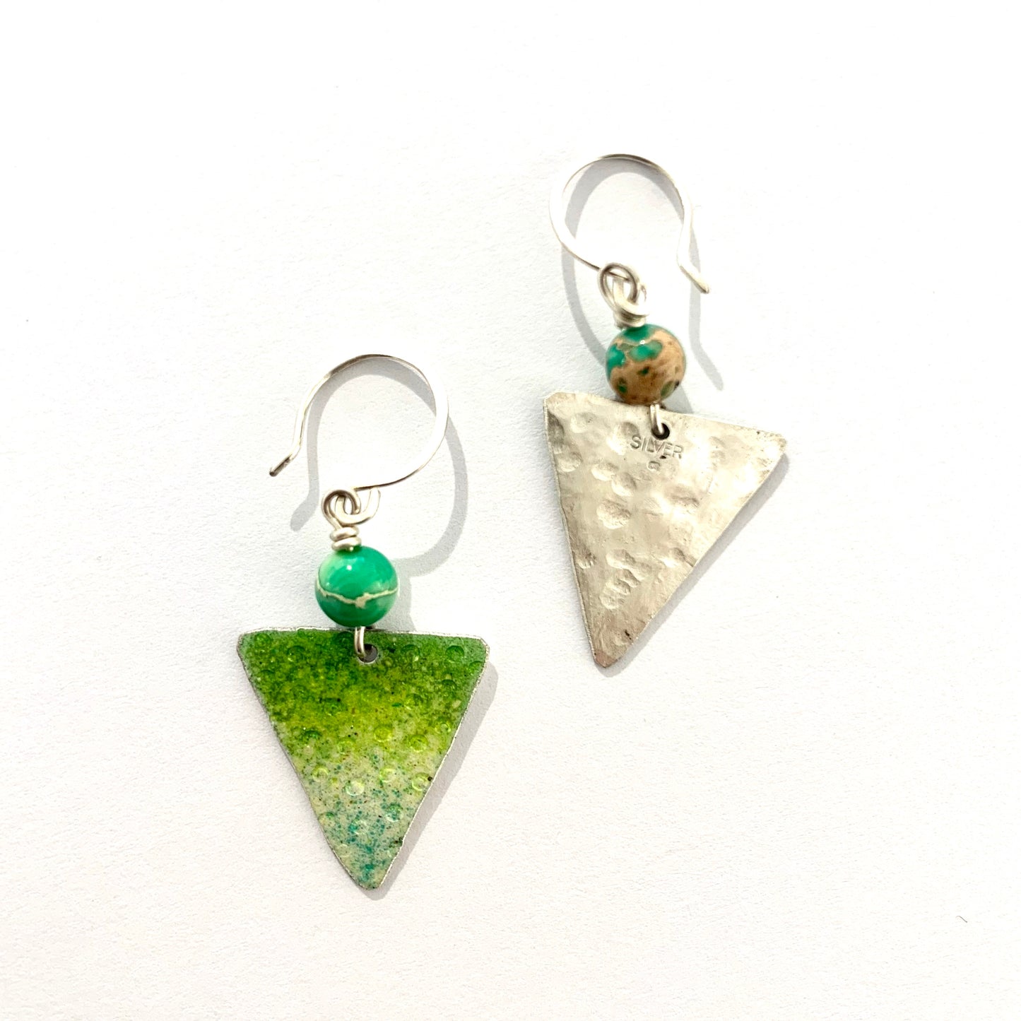 Green Triangle Earrings