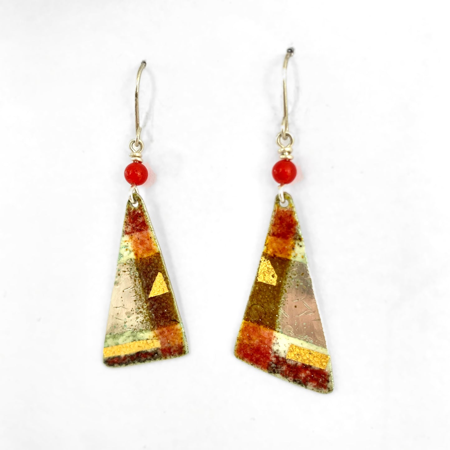 Red Triangle Earrings