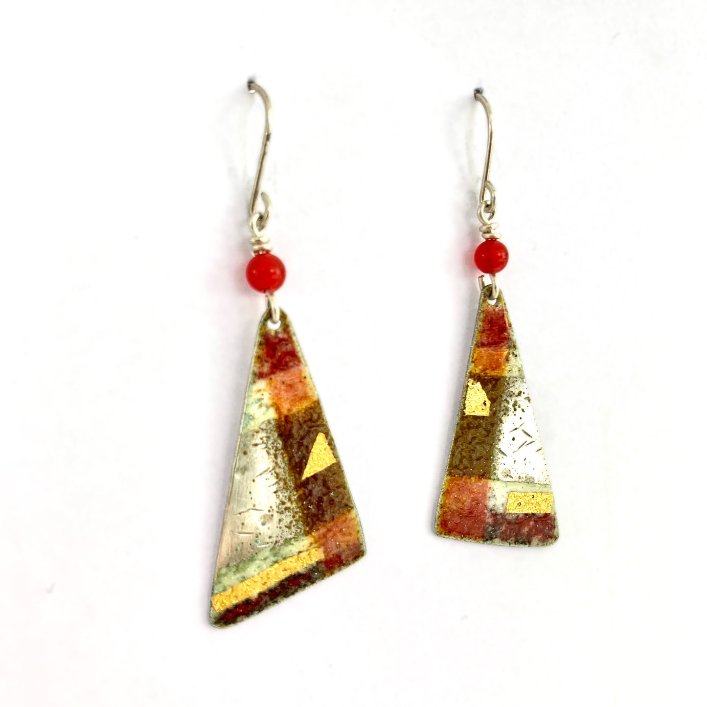 Red Triangle Earrings