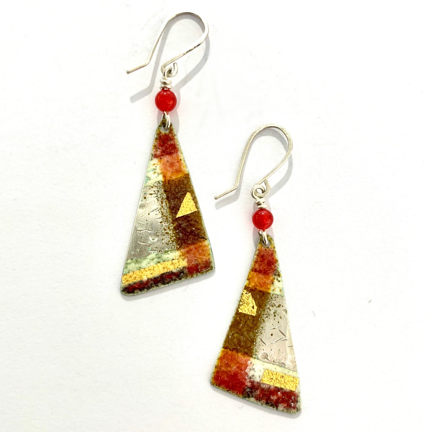 Red Triangle Earrings
