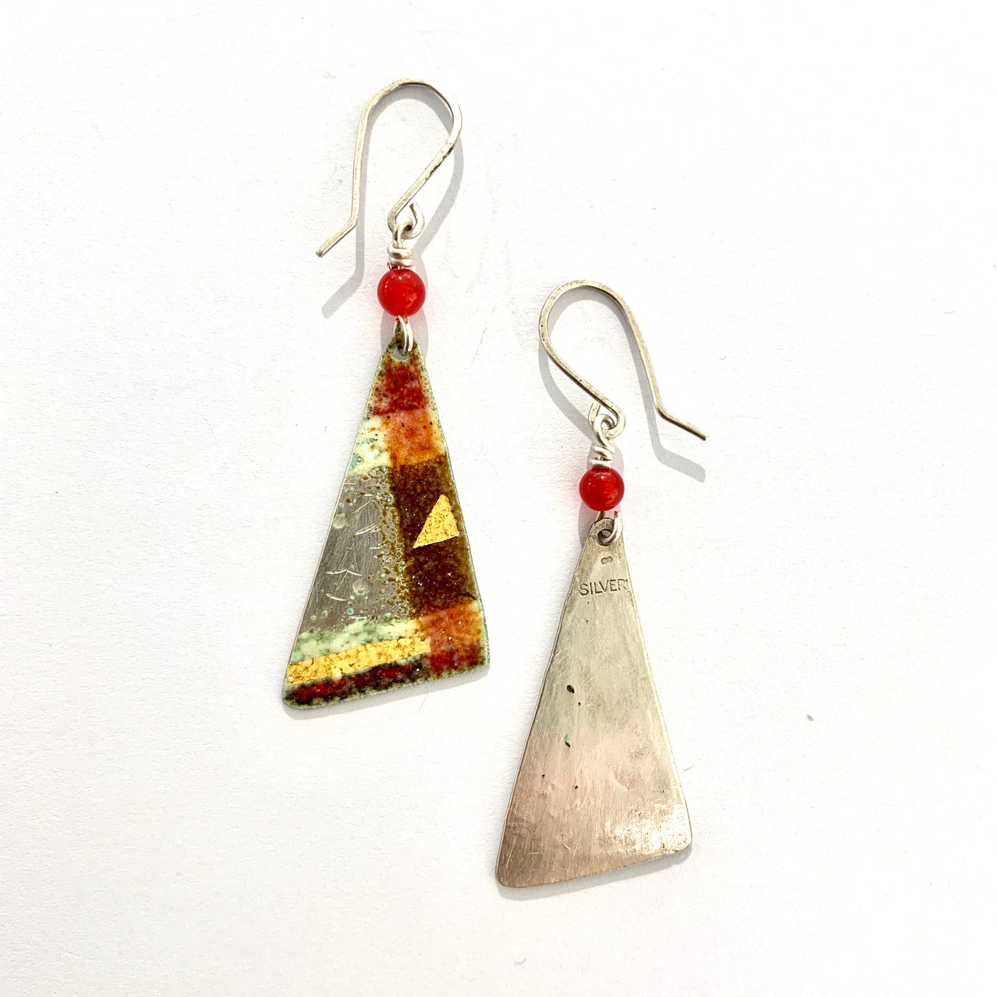 Red Triangle Earrings