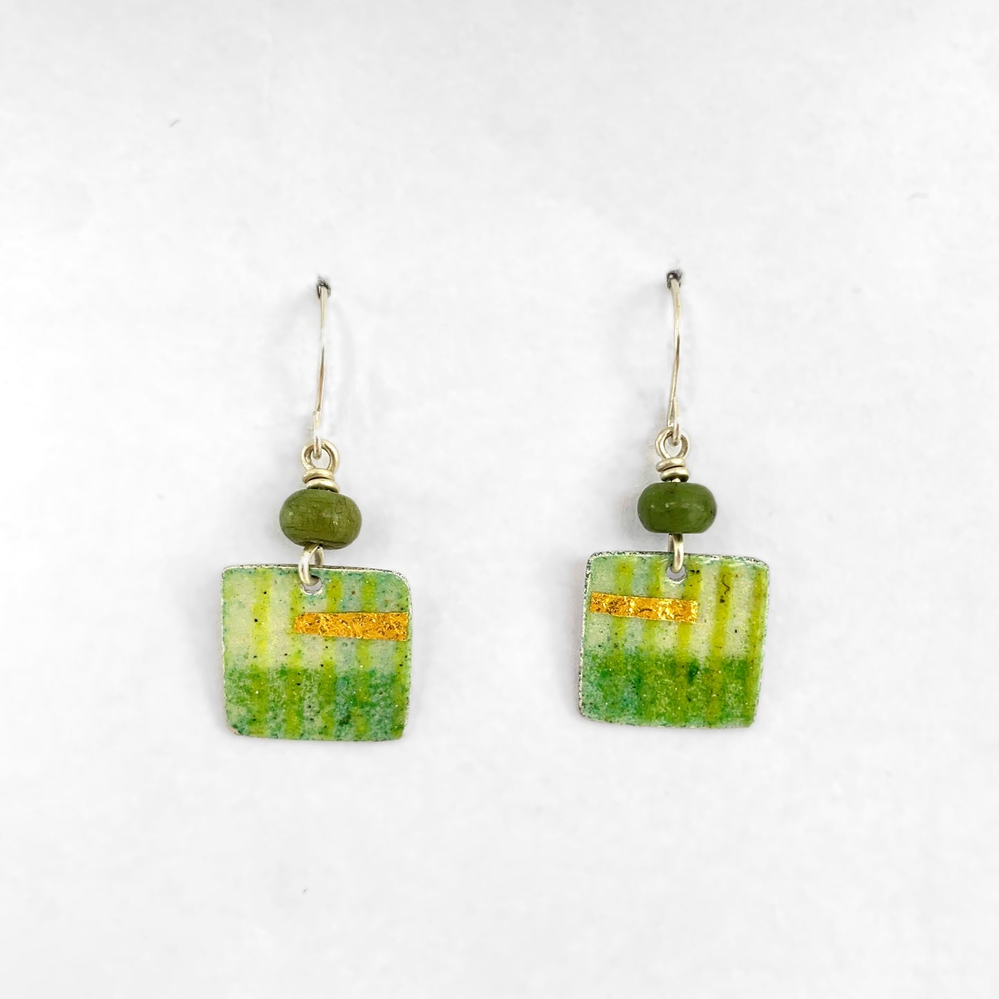 Green Square Earrings
