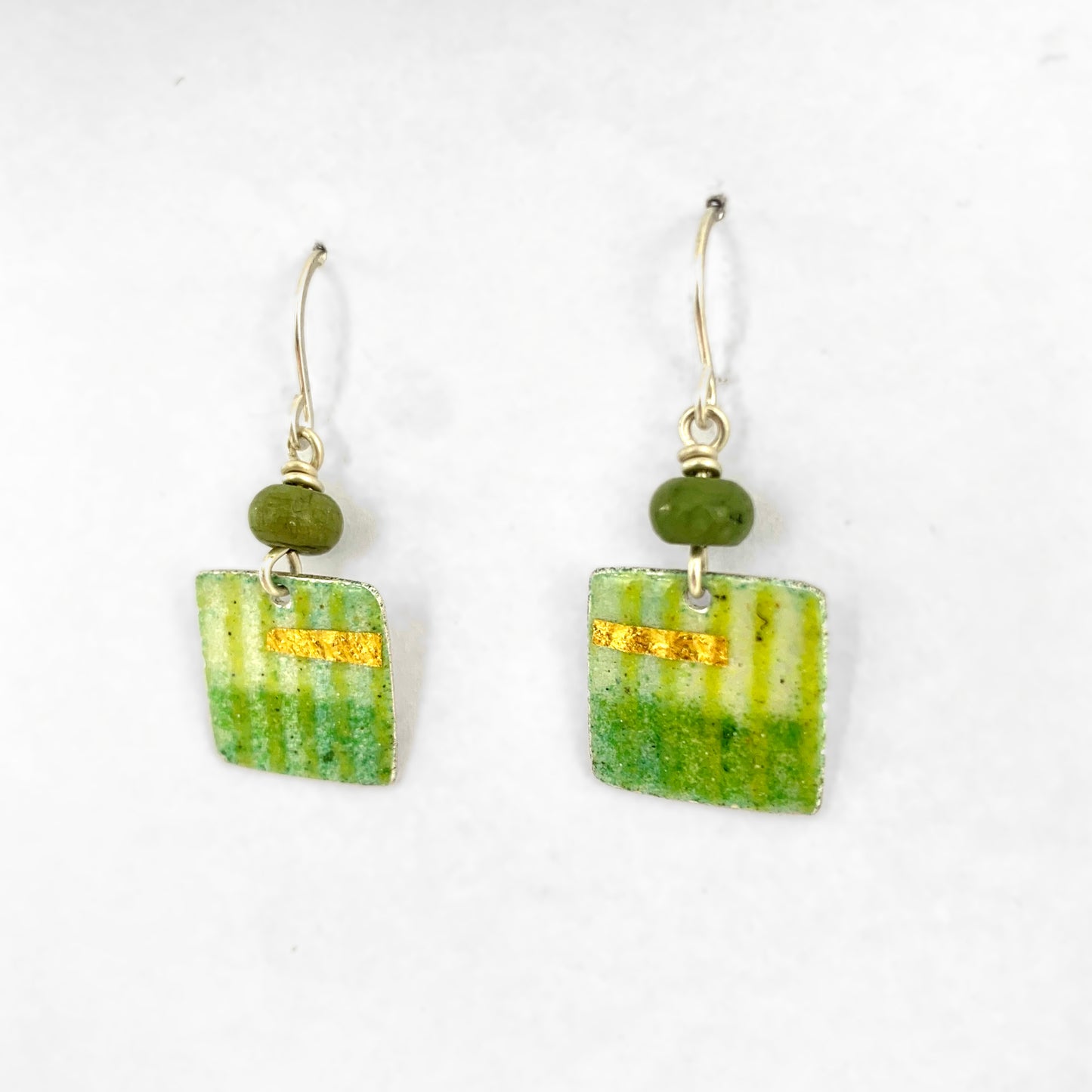 Green Square Earrings