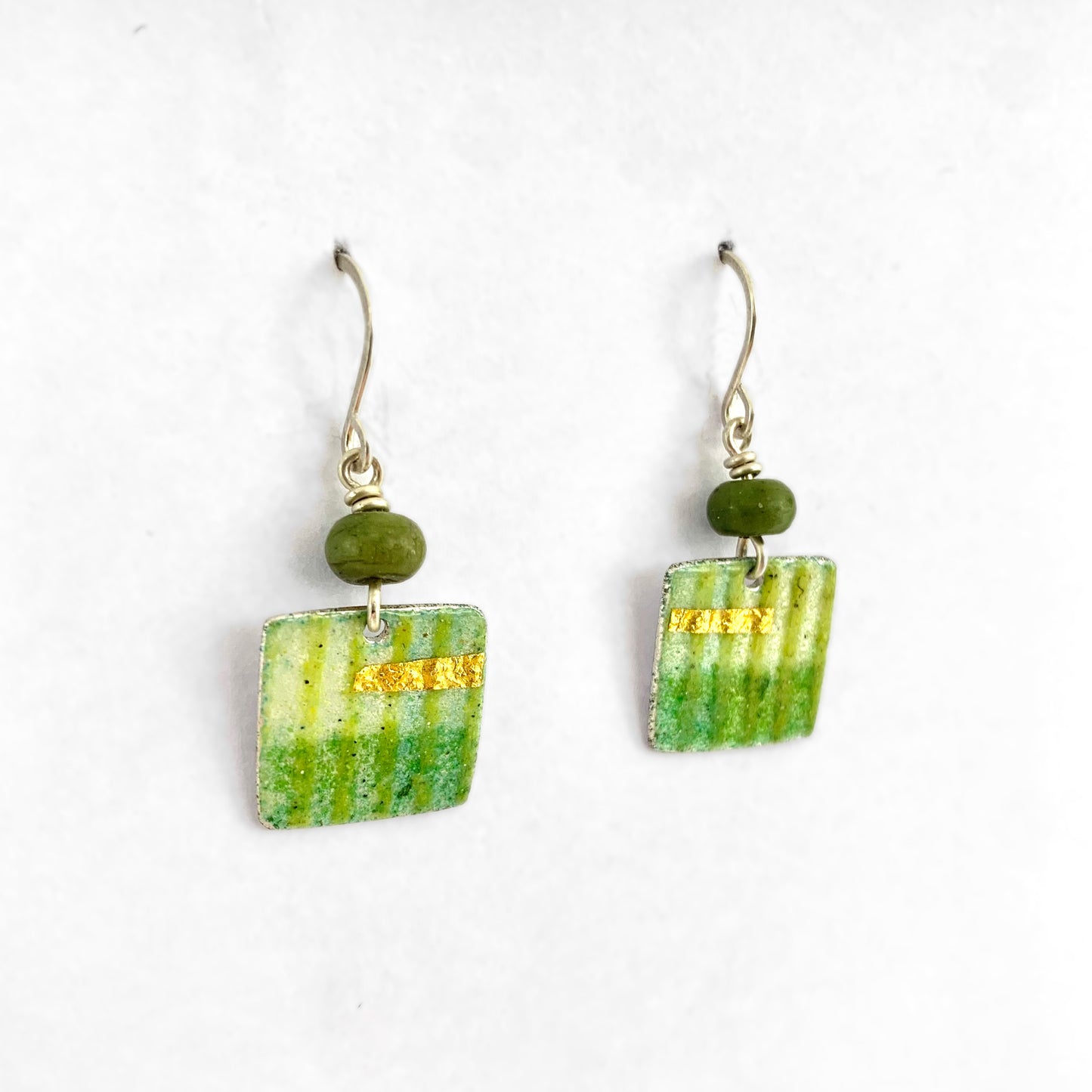 Green Square Earrings