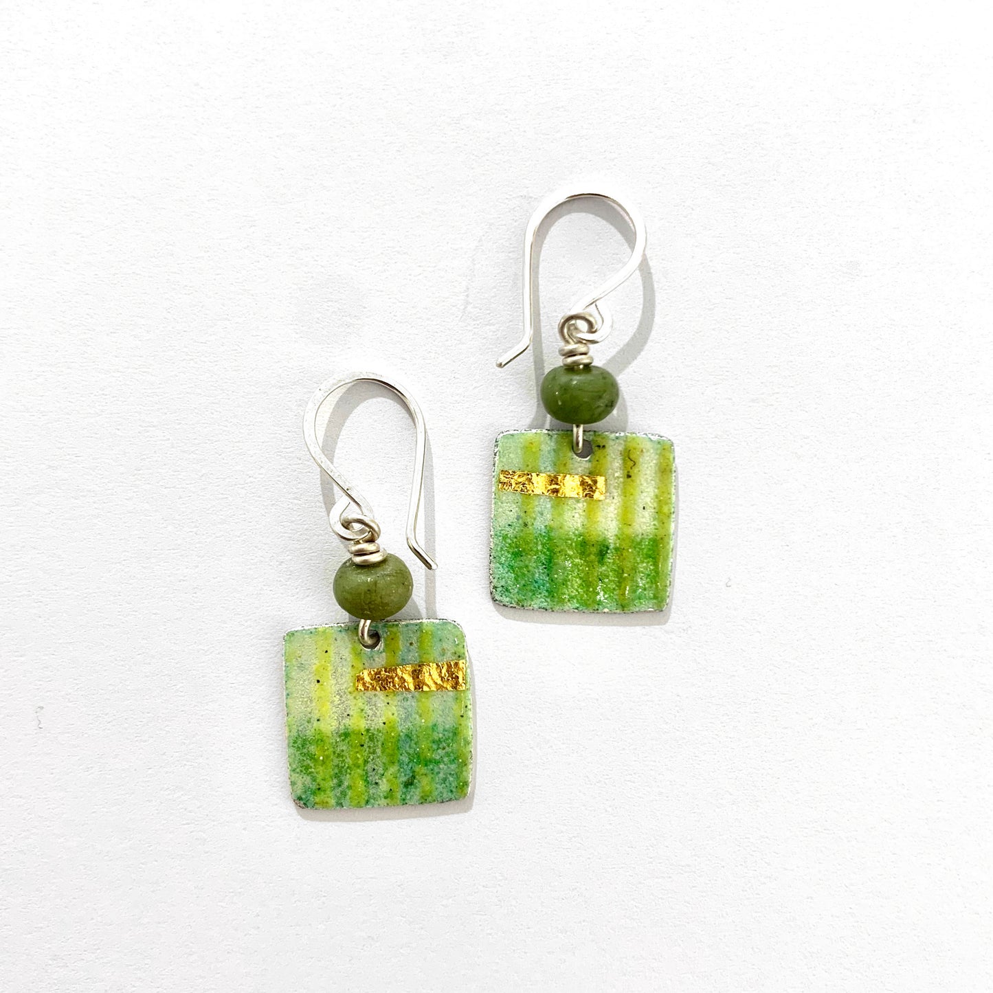 Green Square Earrings