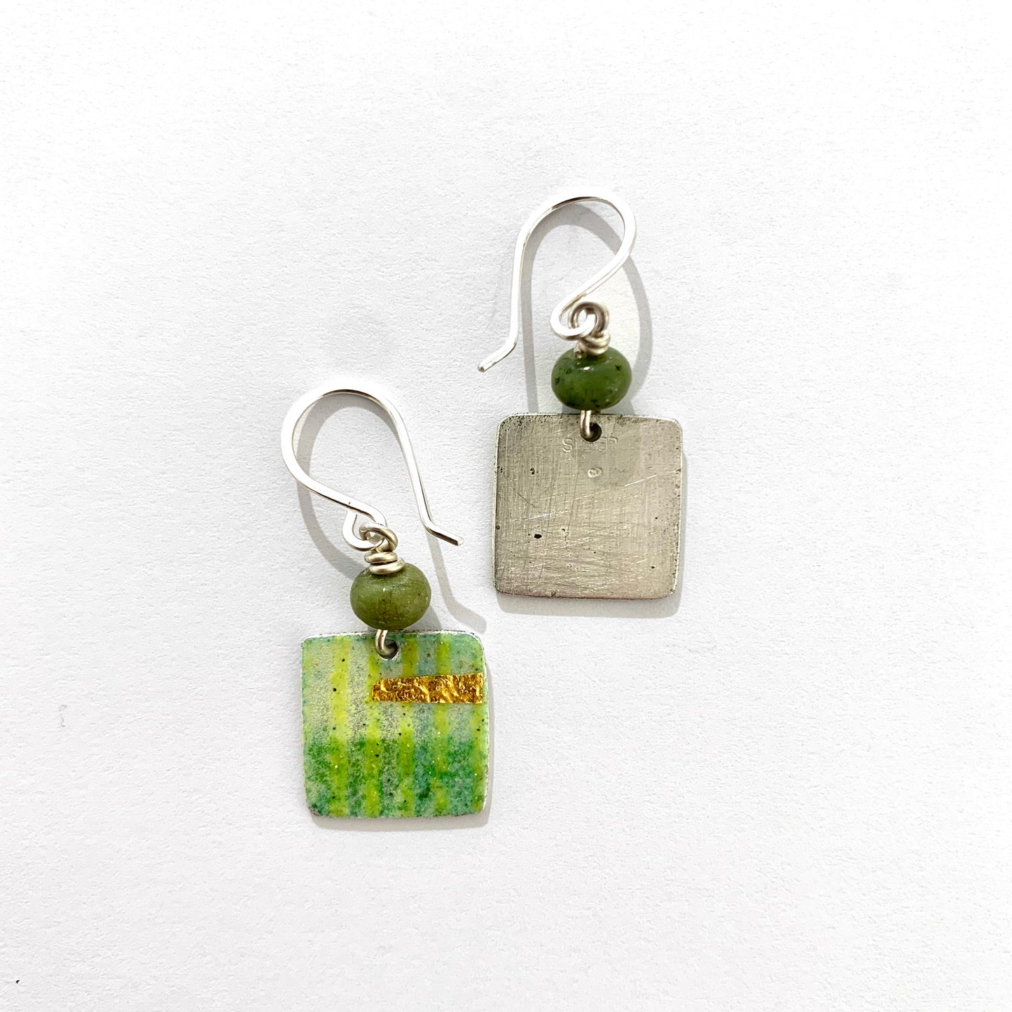 Green Square Earrings