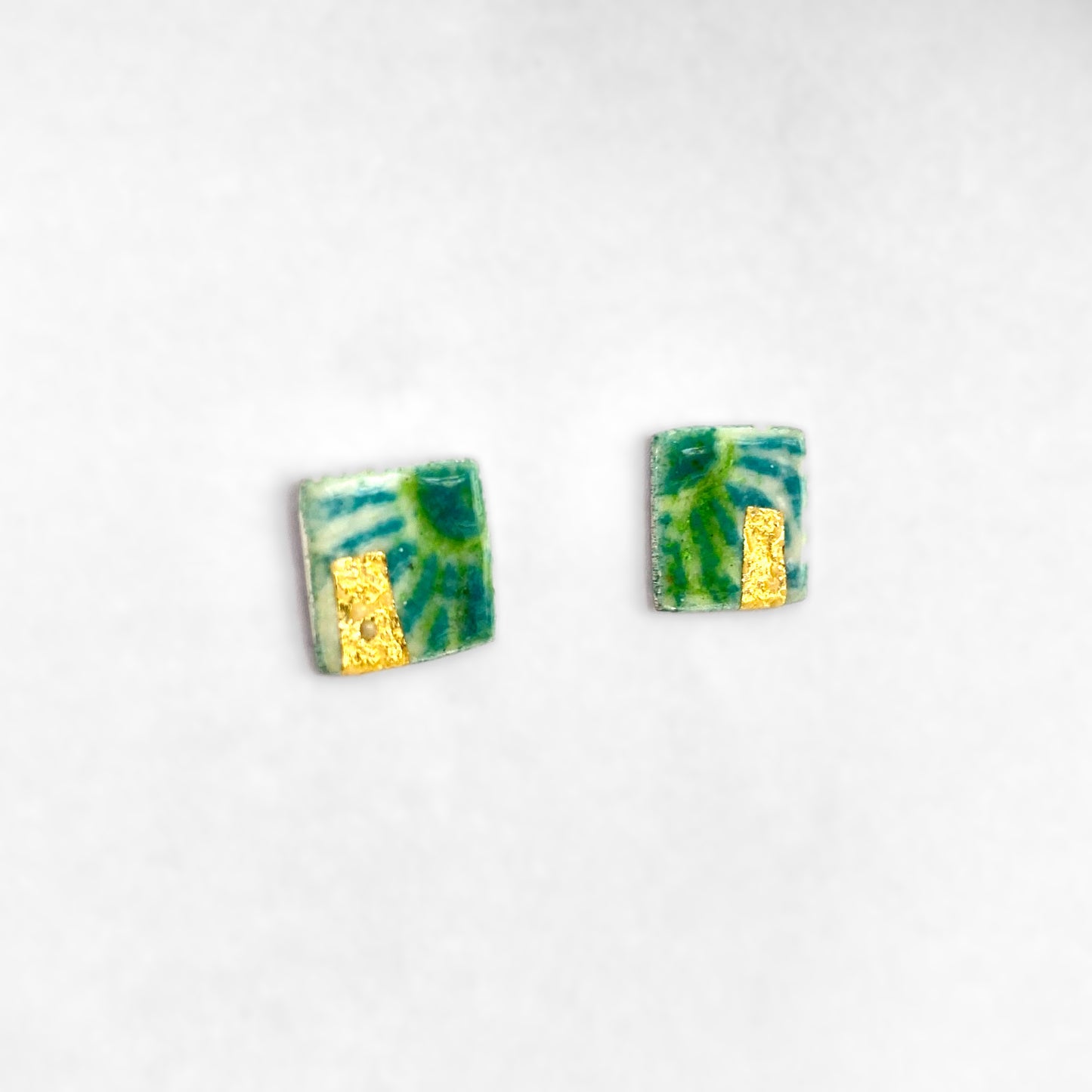 Green and Blue Stud Earrings