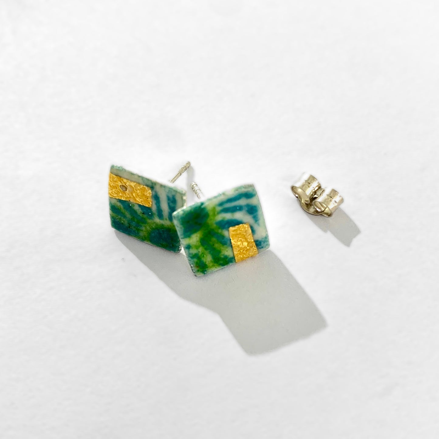 Green and Blue Stud Earrings