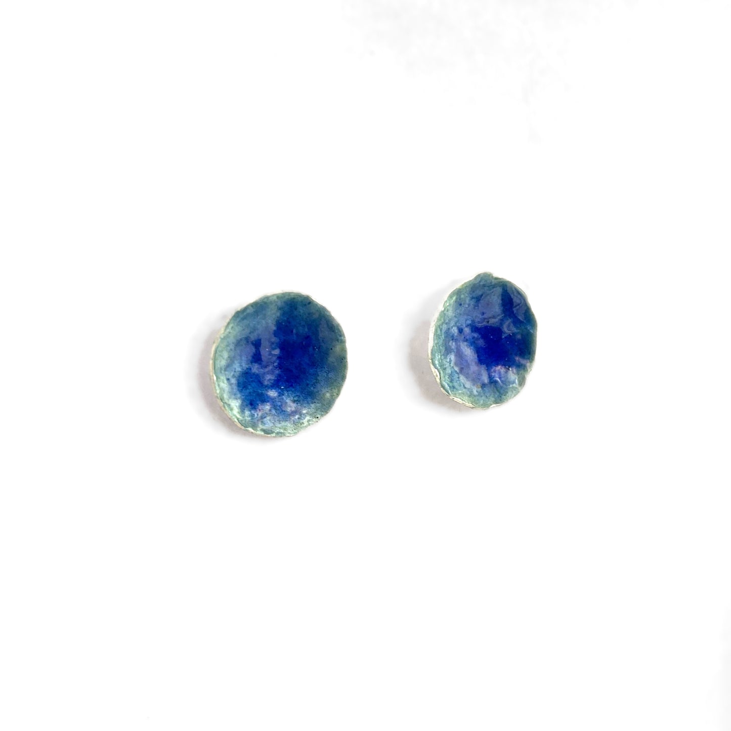 Blue Enamelled Stud Earrings
