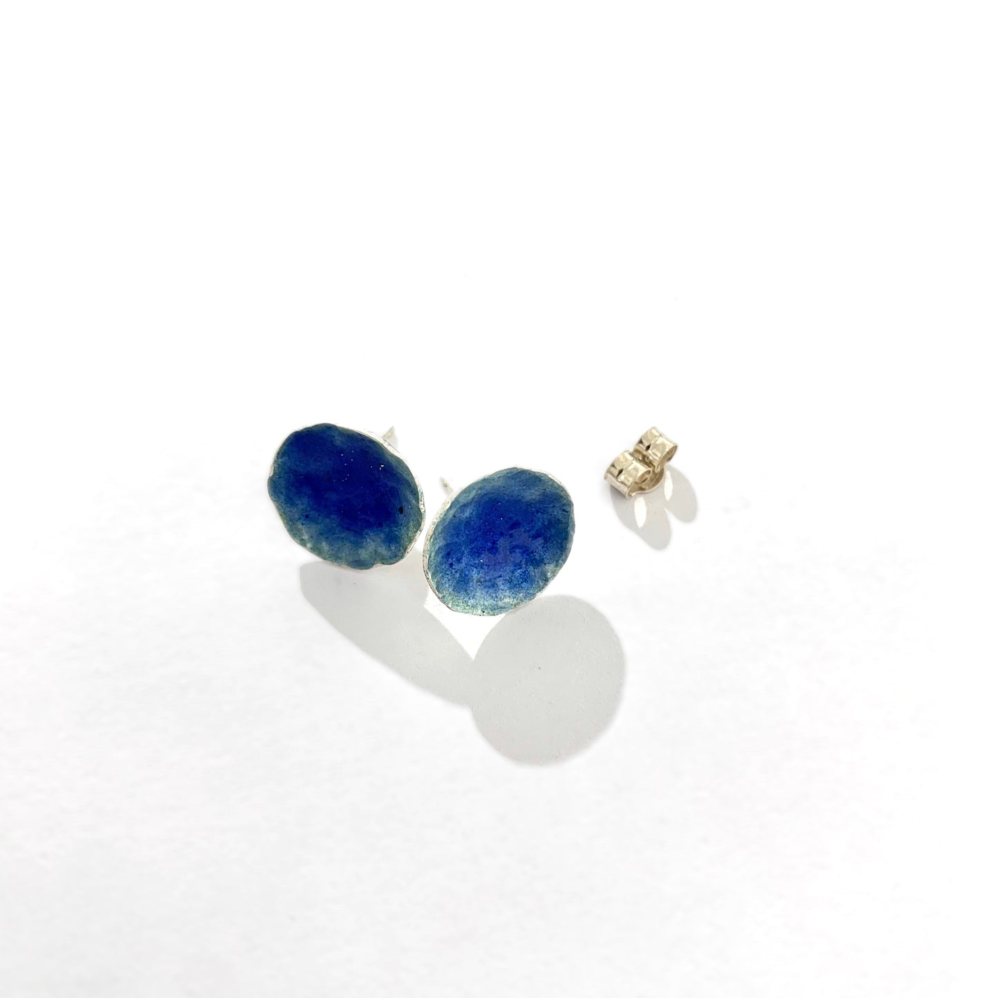 Blue Enamelled Stud Earrings