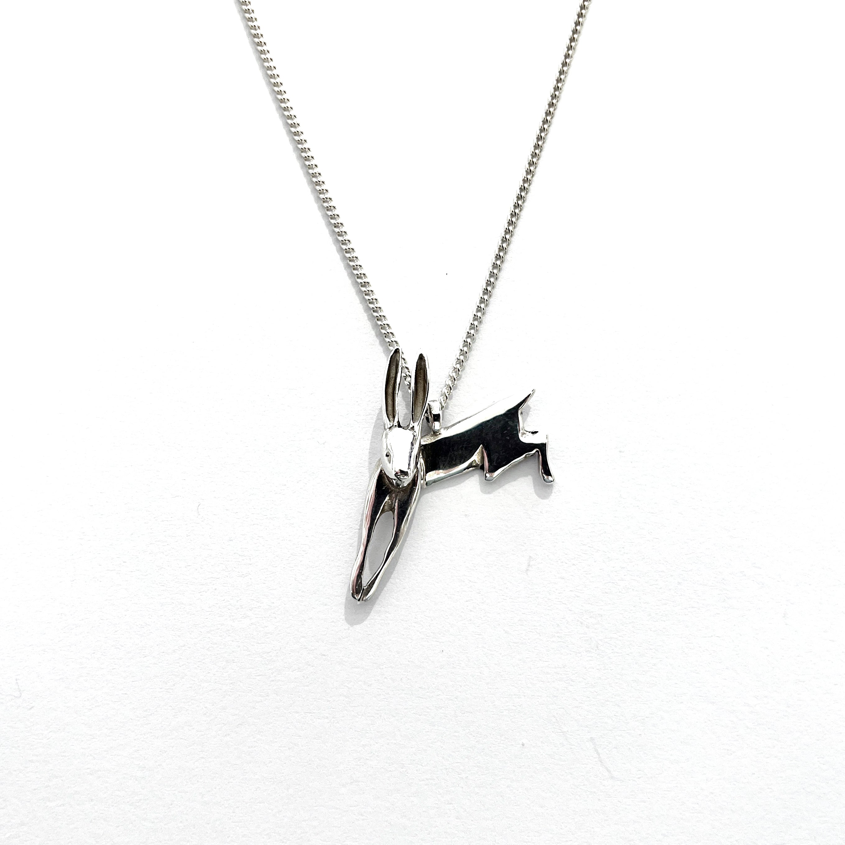 Silver hare pendant by Bridget Wheatley