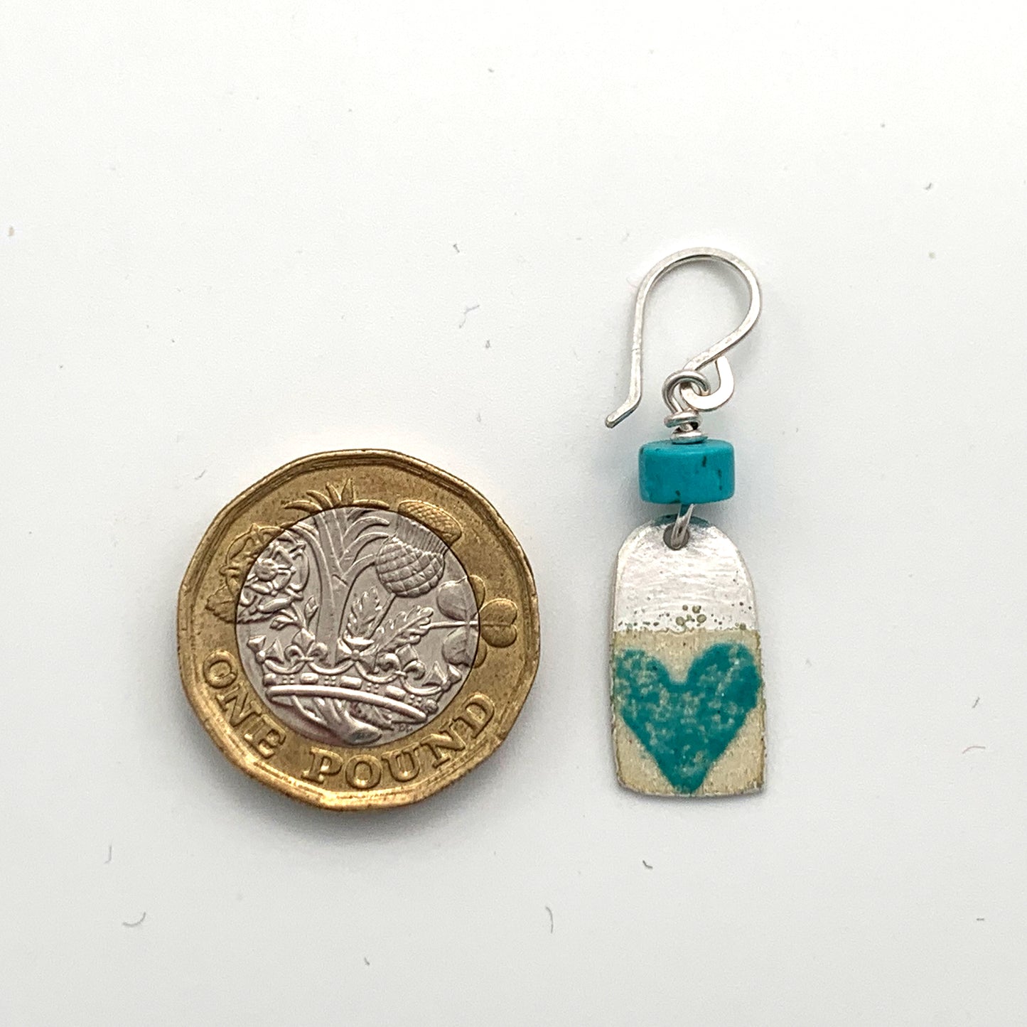 Turquoise Heart Enamel Earrings