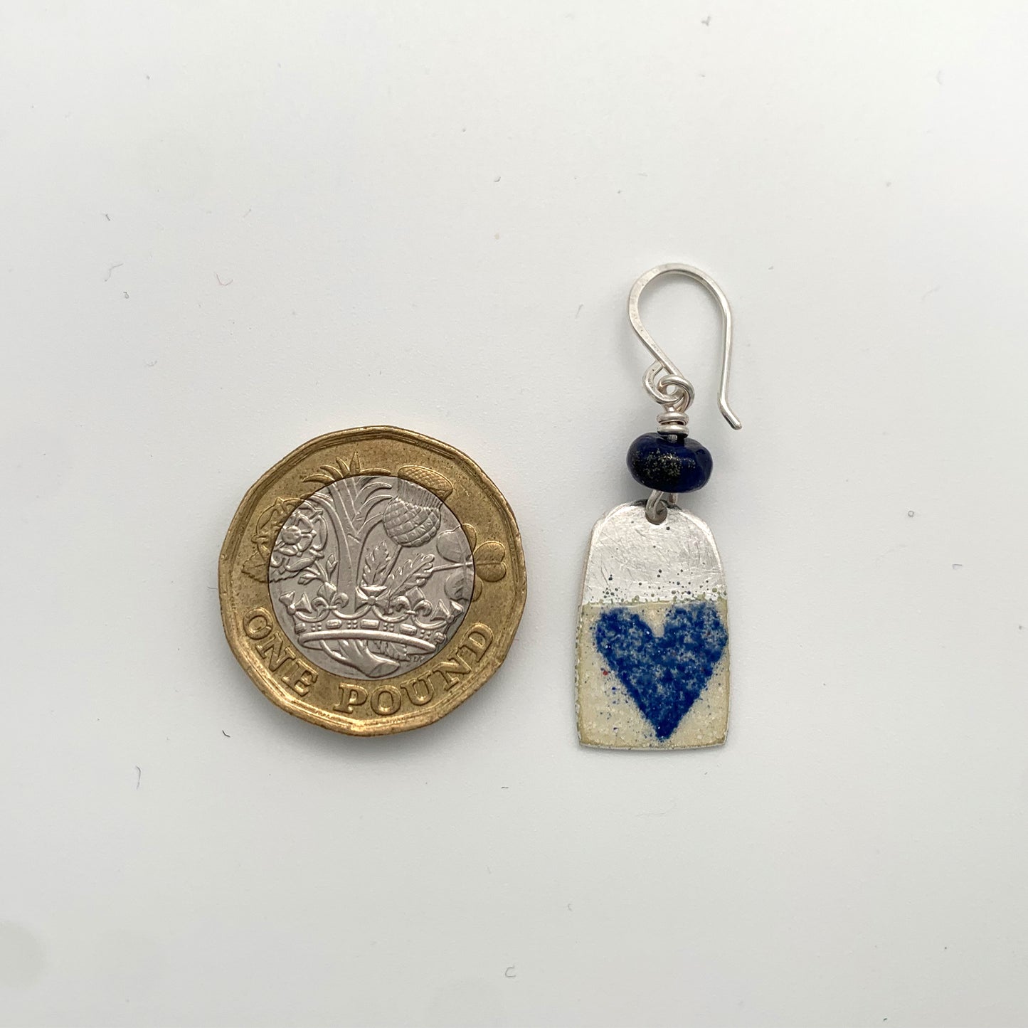 Navy Blue Heart Enamel Earrings