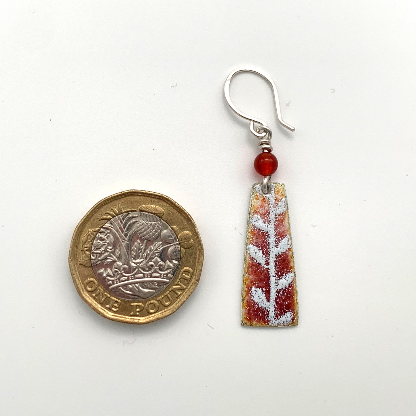 Red/Pink Enamel Leaf Earrings