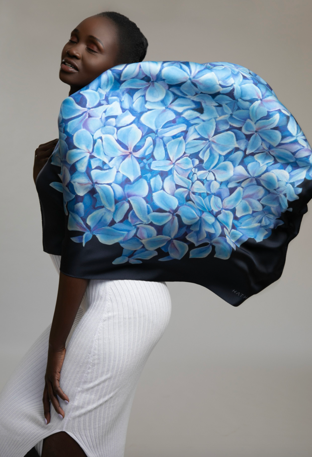 Hydrangea Large Silk Scarf