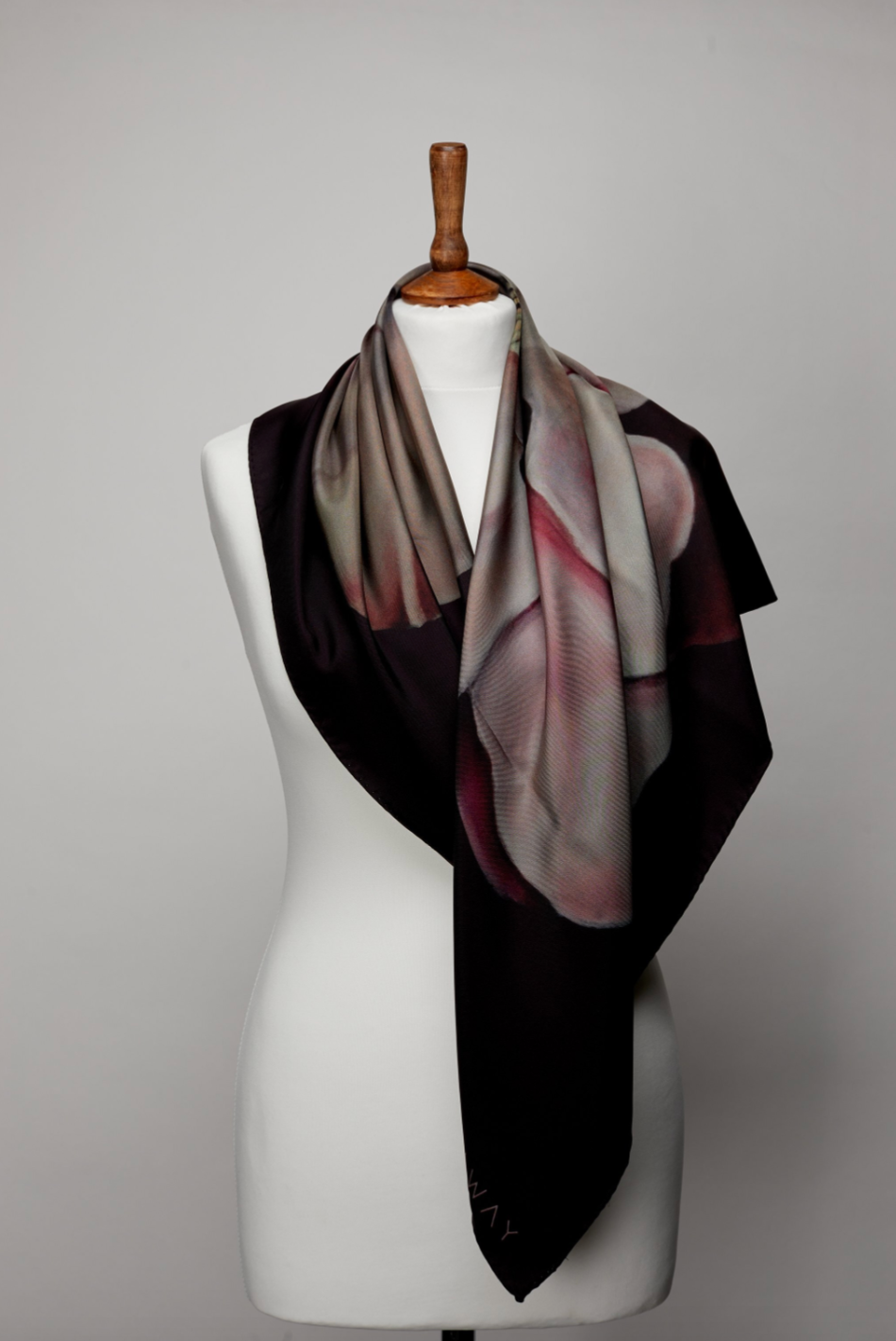 Purple Camellia Large Silk Scarf