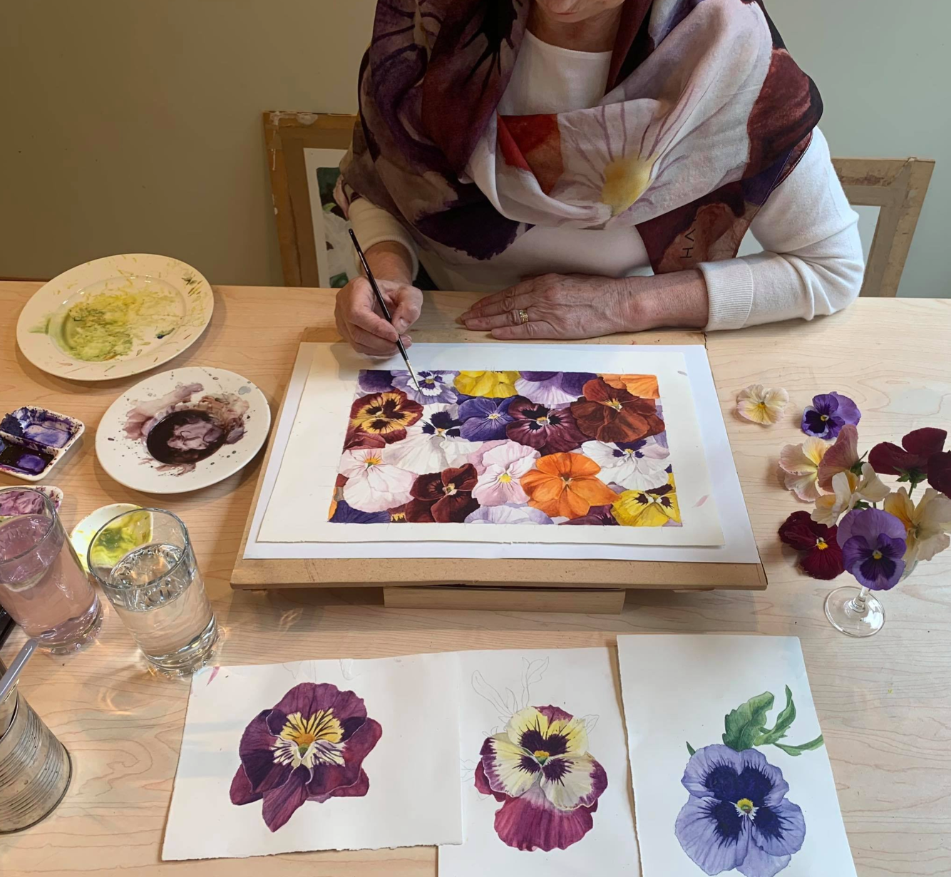 Pansy Large Silk Scarf