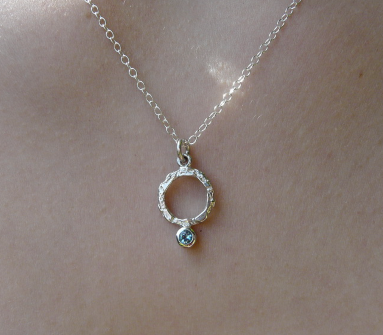 Blue Topaz and Silver Pendant