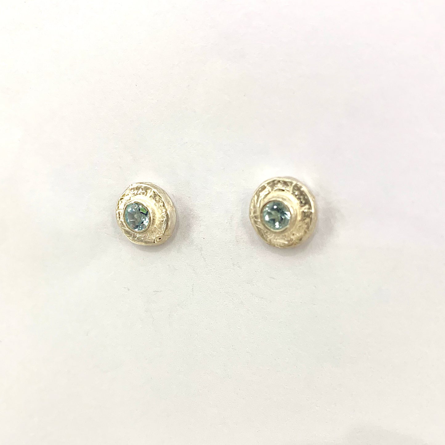 Blue Topaz and Silver Stud Earrings