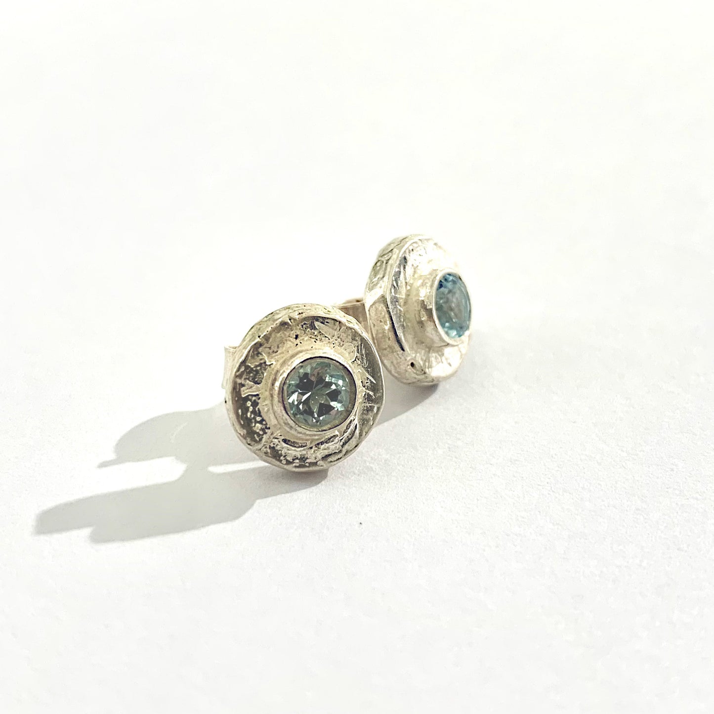 Blue Topaz and Silver Stud Earrings