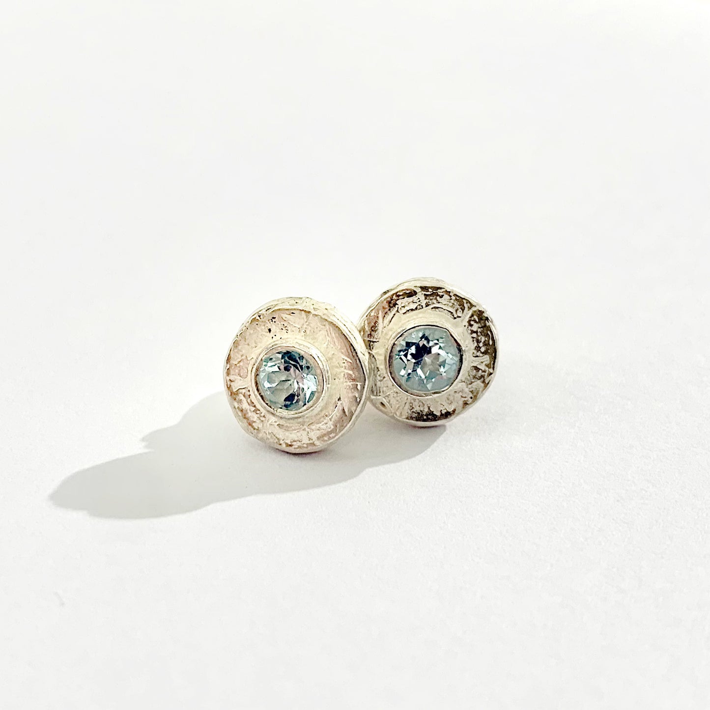 Blue Topaz and Silver Stud Earrings