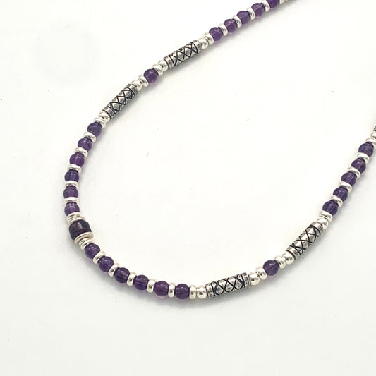 Etched Silver and Amethyst Necklace by Anne Farag.