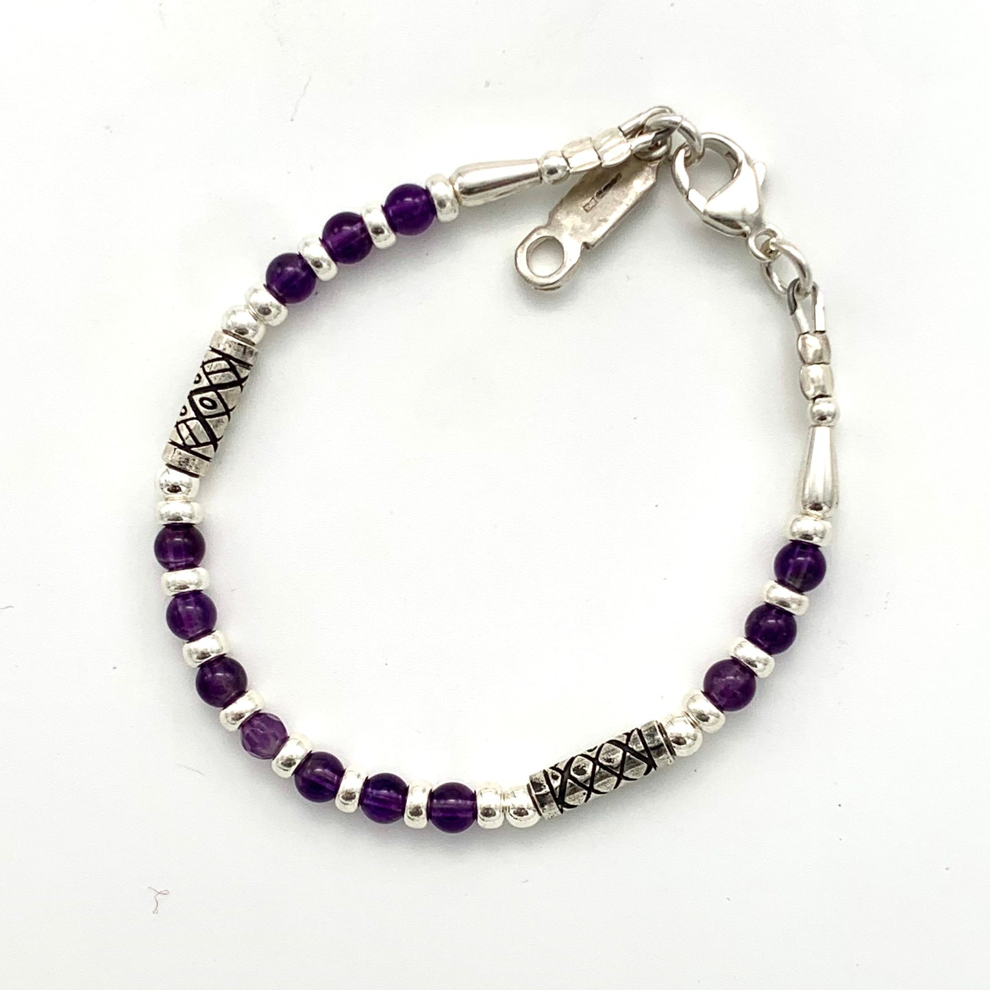 Etched Silver and Amethyst Bracelet