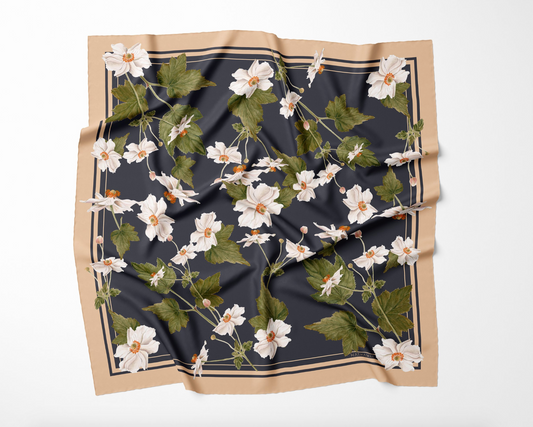 Japanese Anemone Medium Silk Scarf