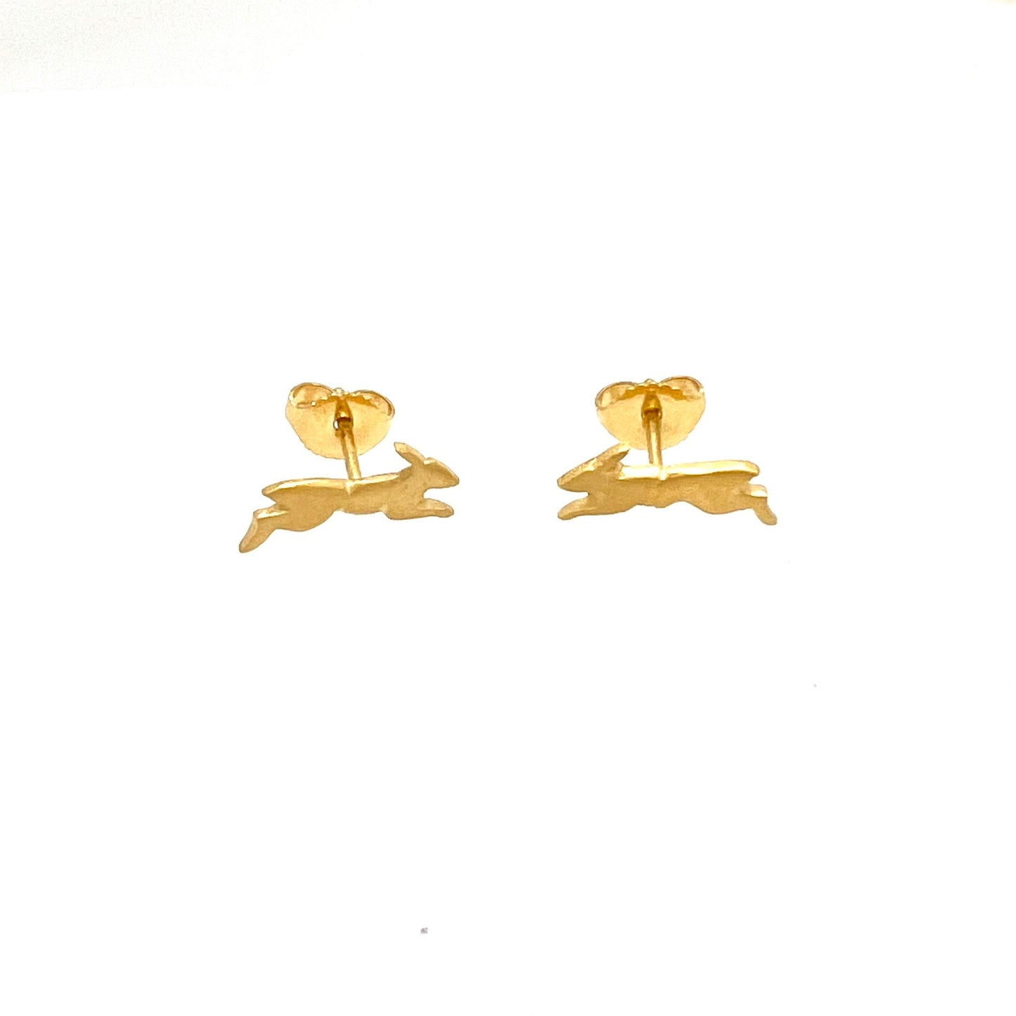 Running Hare Gold Stud Earrings