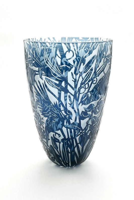 'Blue tits in the honeysuckle'