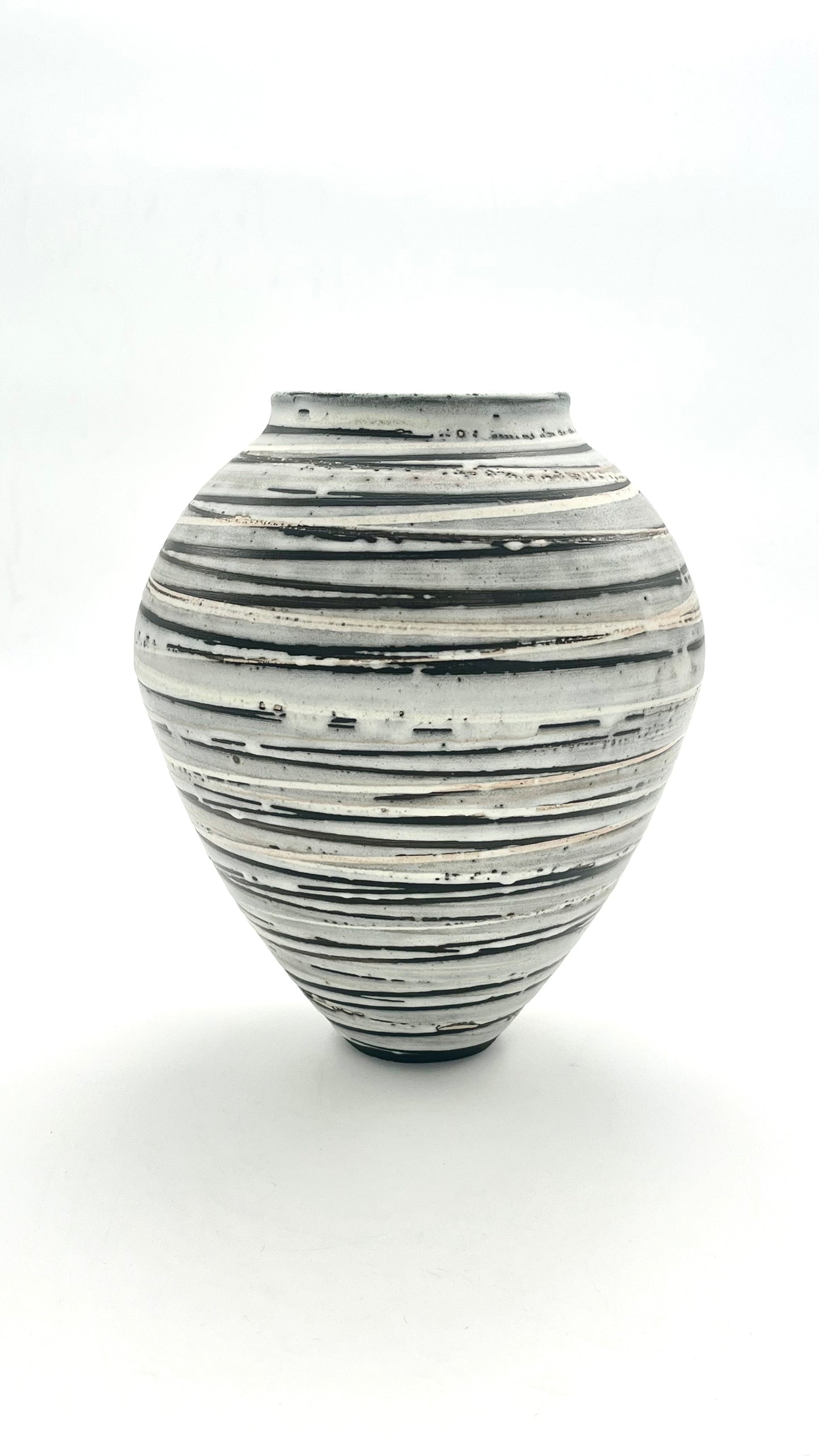 White Striped Moon Jar