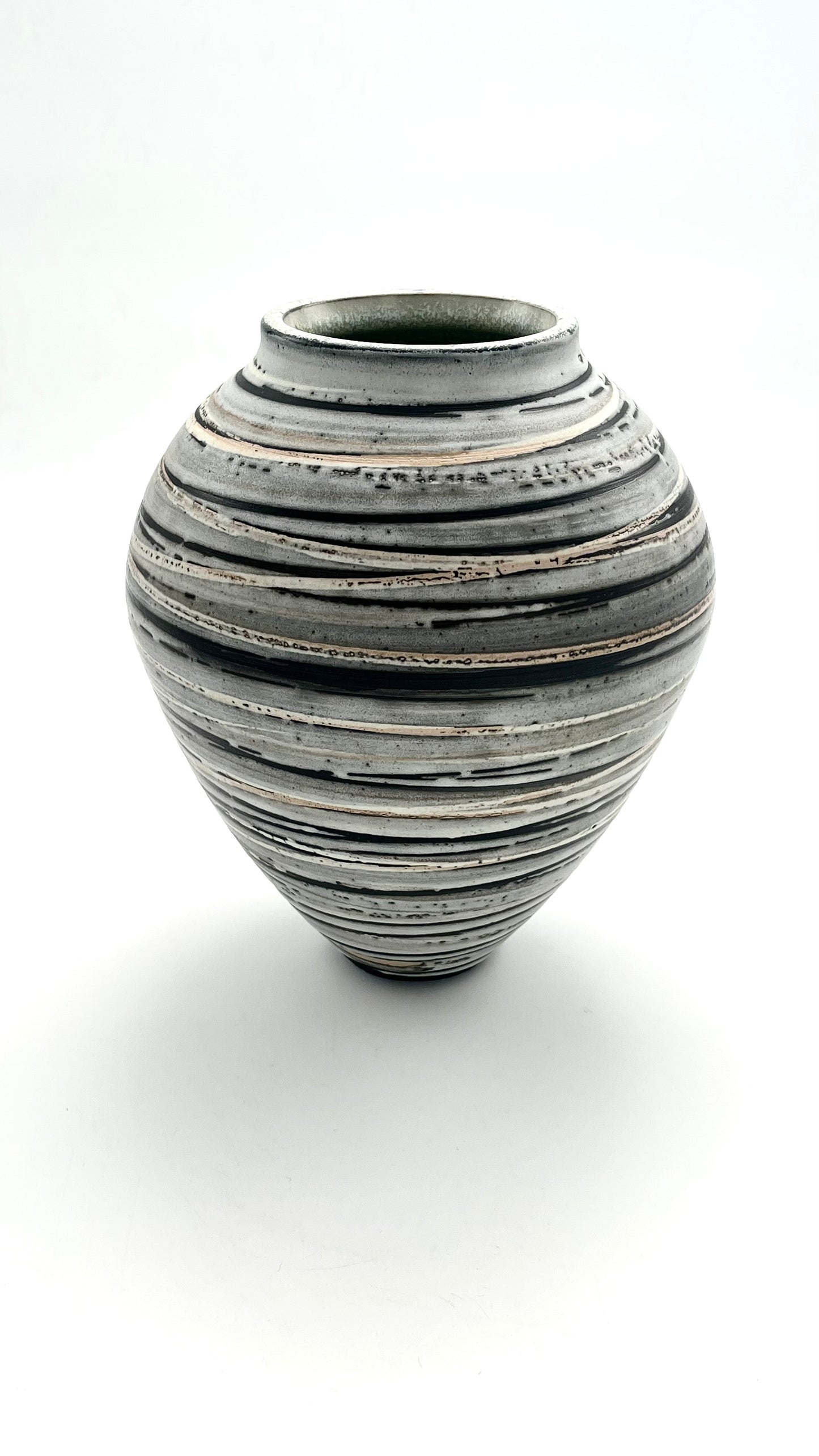 White Striped Moon Jar